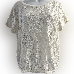 NO BOUNDARIES TOP Boho Floral Lace Sheer Feminine Cottagecore Romantic JRs SZ 3X